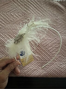Ivory Tulle/Feather & Crystal Bridal Headband
